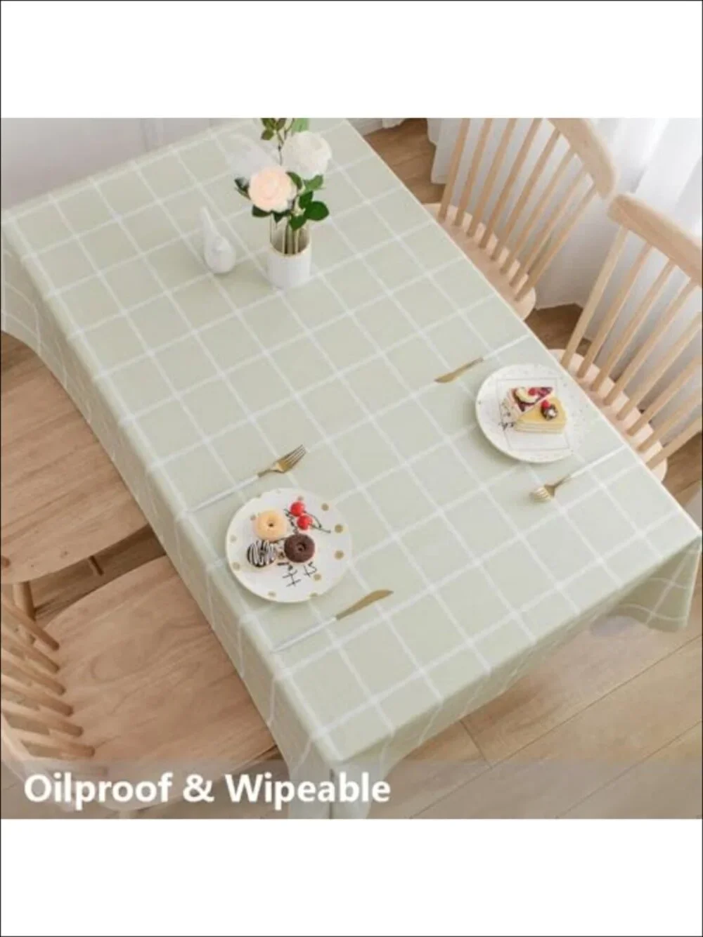 Vinyl Tablecloth Rectangular Waterproof PVC Plaid Table Cover 54x108